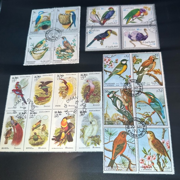 Vintage Middle East Bird Postage Stamp Sheets – Sharjah, Fujairah & Oman - Picture 1 of 11